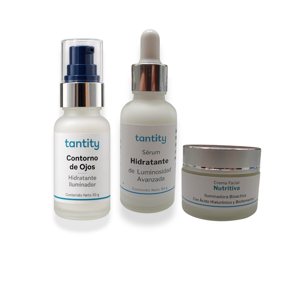 Trío Esencial Hidratación y Luminosidad | Sérum + Contorno + Crema Tantity