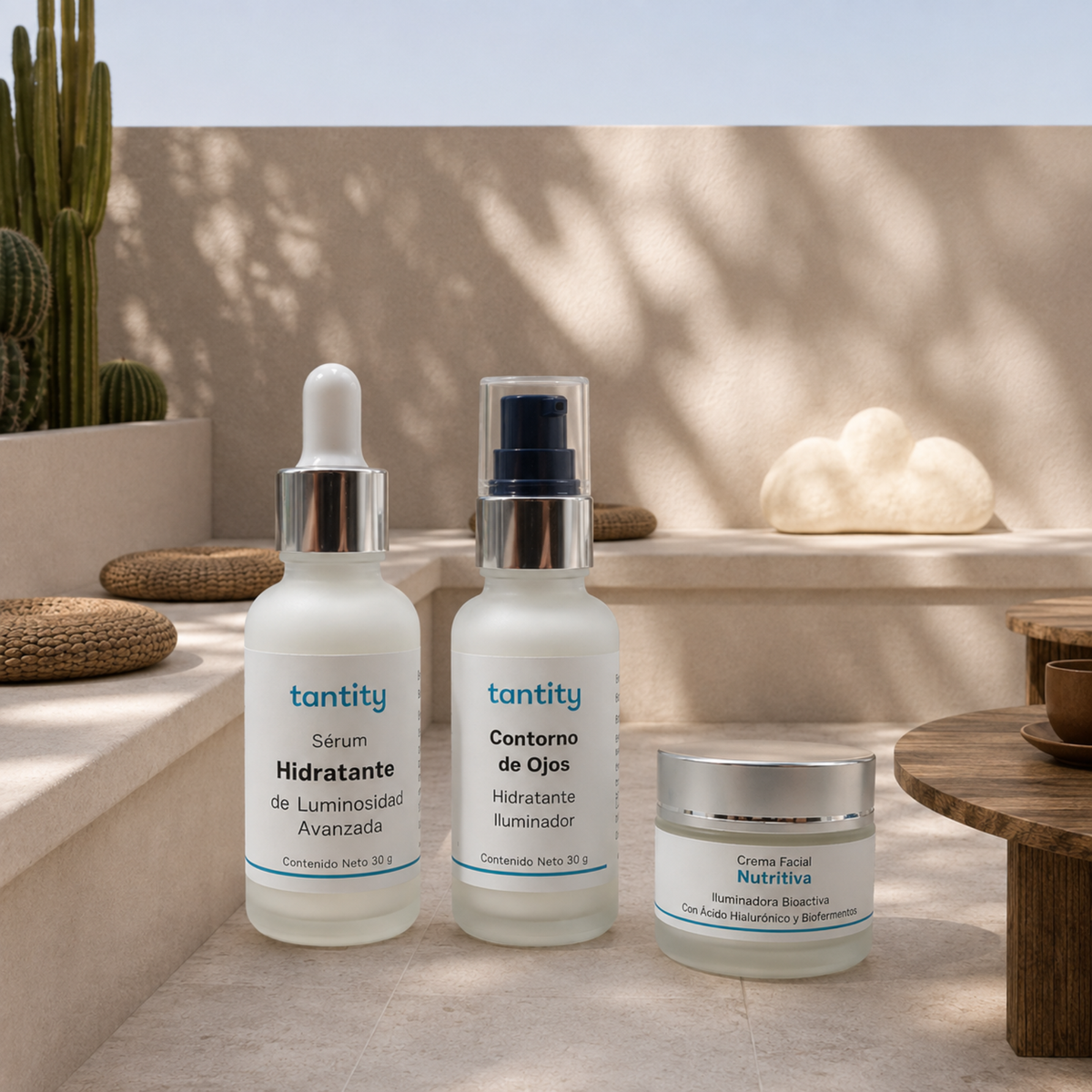 Trío Esencial Hidratación y Luminosidad | Sérum + Contorno + Crema Tantity