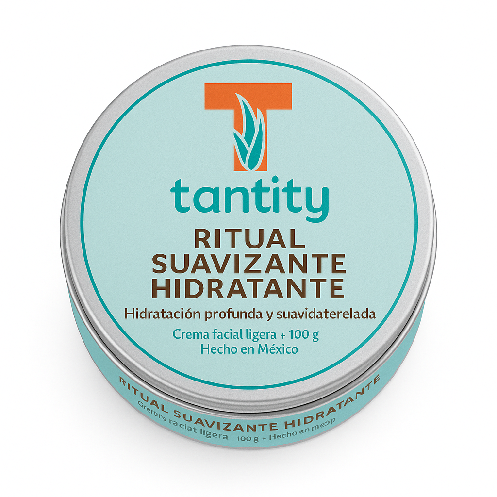 Crema facial Tantity Ritual Suavizante Hidratante - vista superior del envase de aluminio 100 g